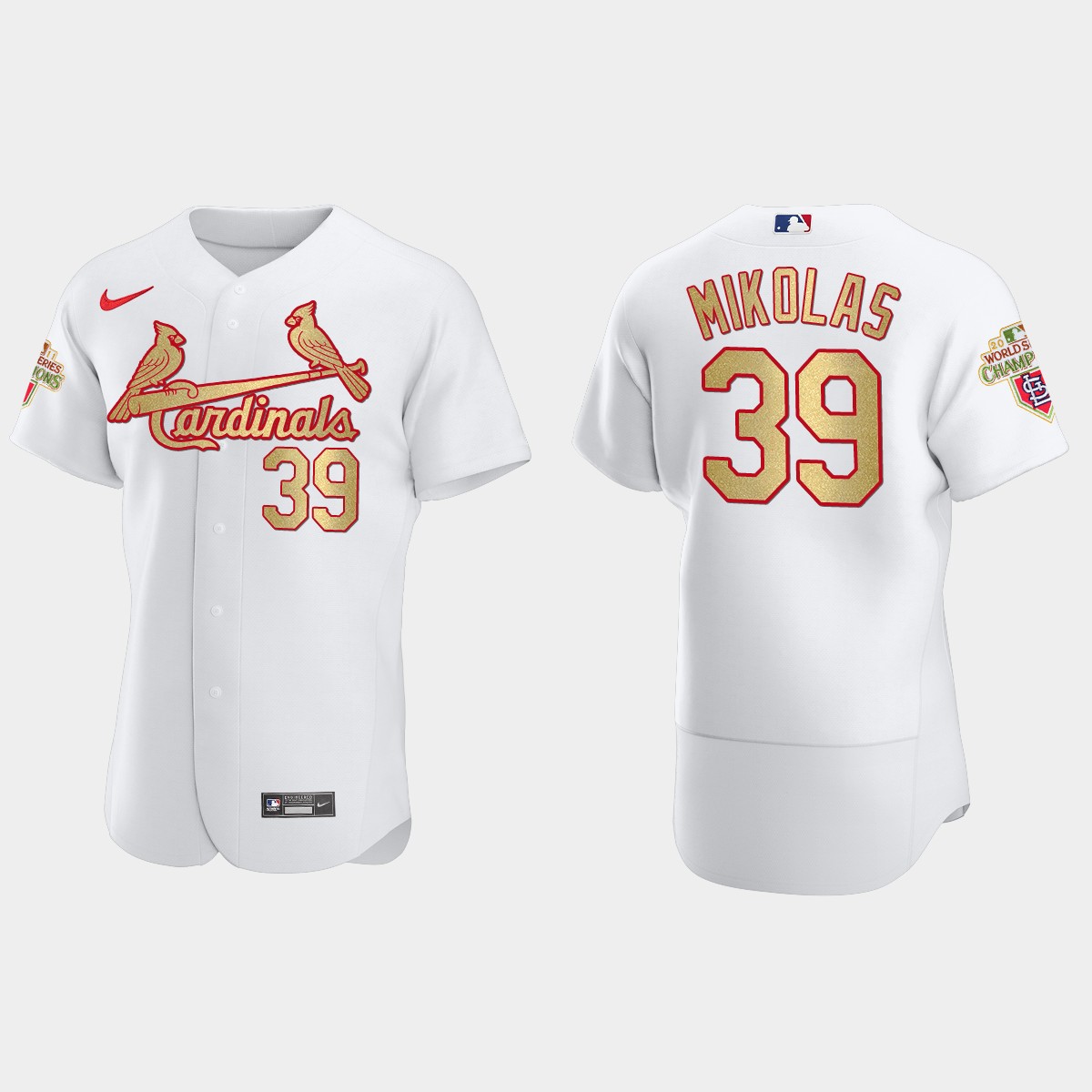 St. Louis Cardinals Miles Mikolas White Gold 2011 World Series Champions Jersey