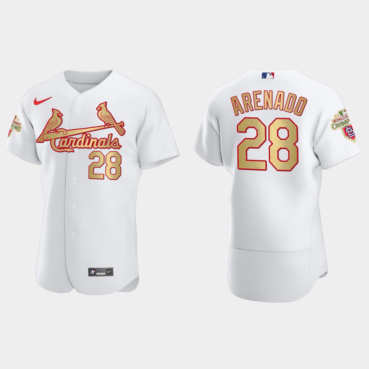 St. Louis Cardinals Nolan Arenado White Gold 2011 World Series Champions Jersey