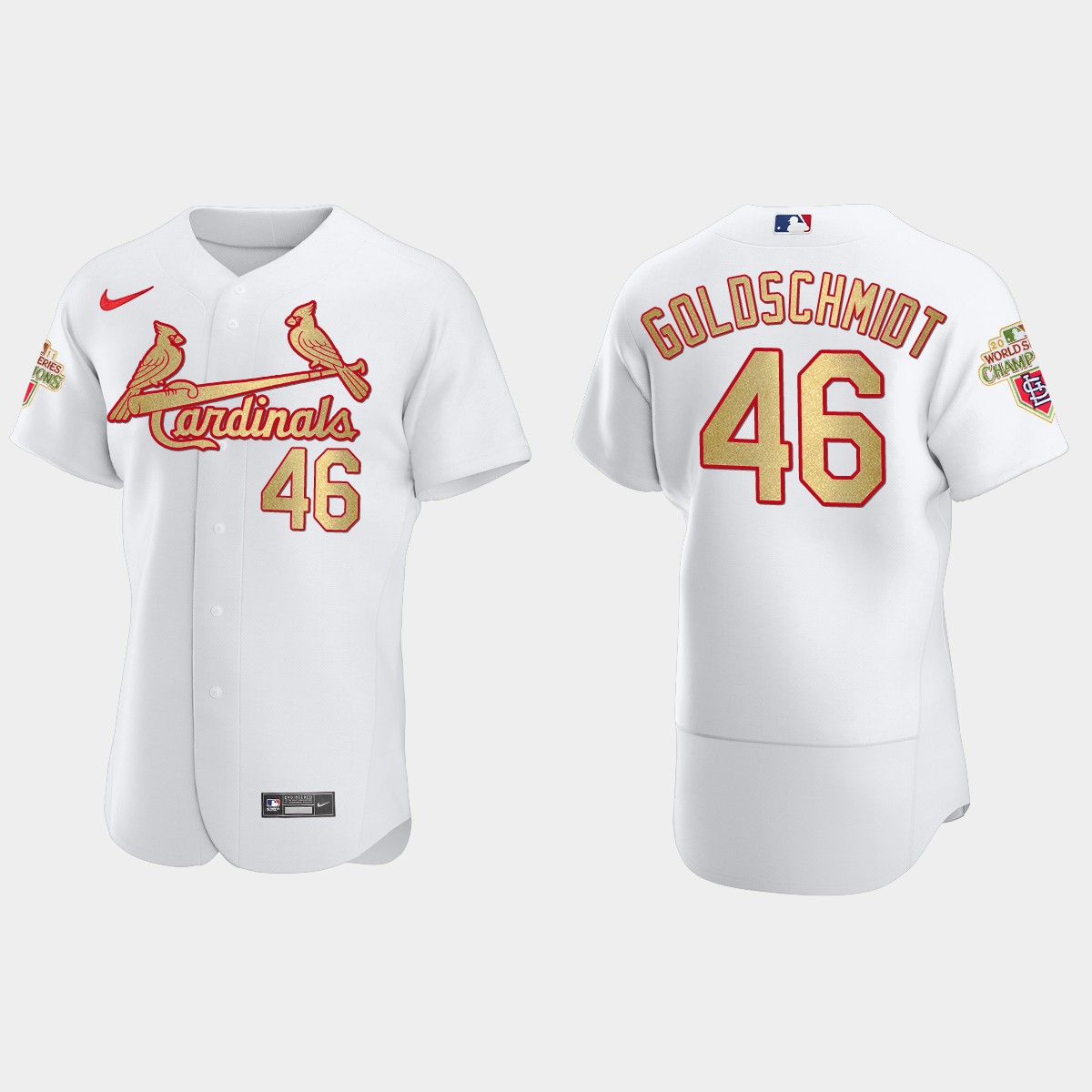 St. Louis Cardinals Paul Goldschmidt White Gold 2011 World Series Champions Jersey