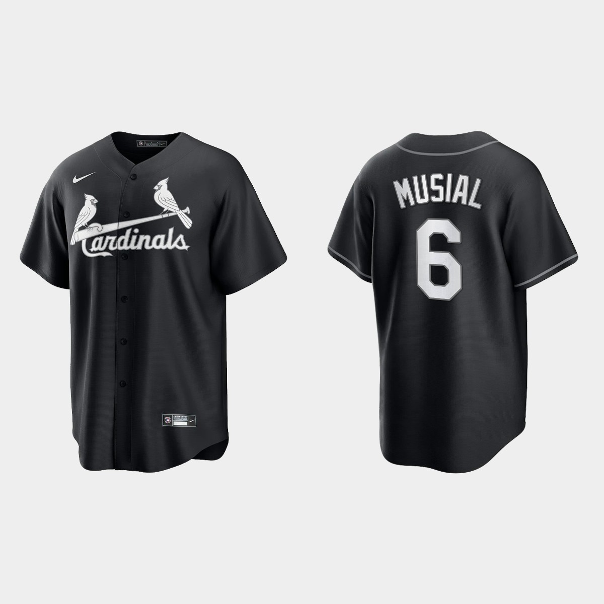 St. Louis Cardinals Stan Musial 2021 All Black Fashion Jersey - Black White