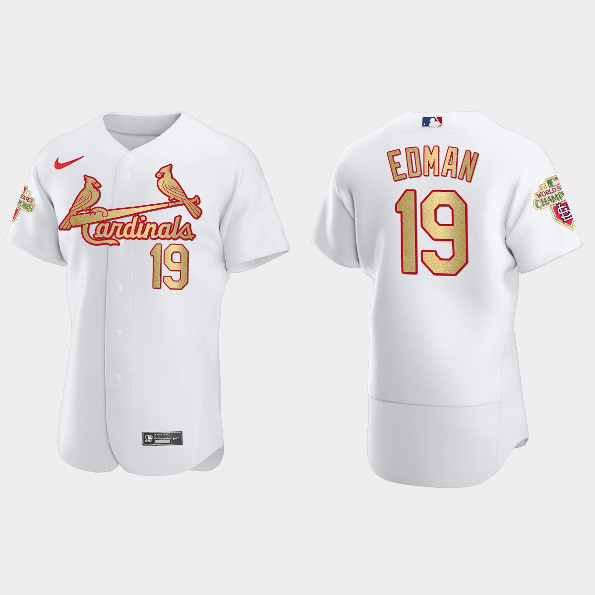 St. Louis Cardinals Tommy Edman White Gold 2011 World Series Champions Jersey