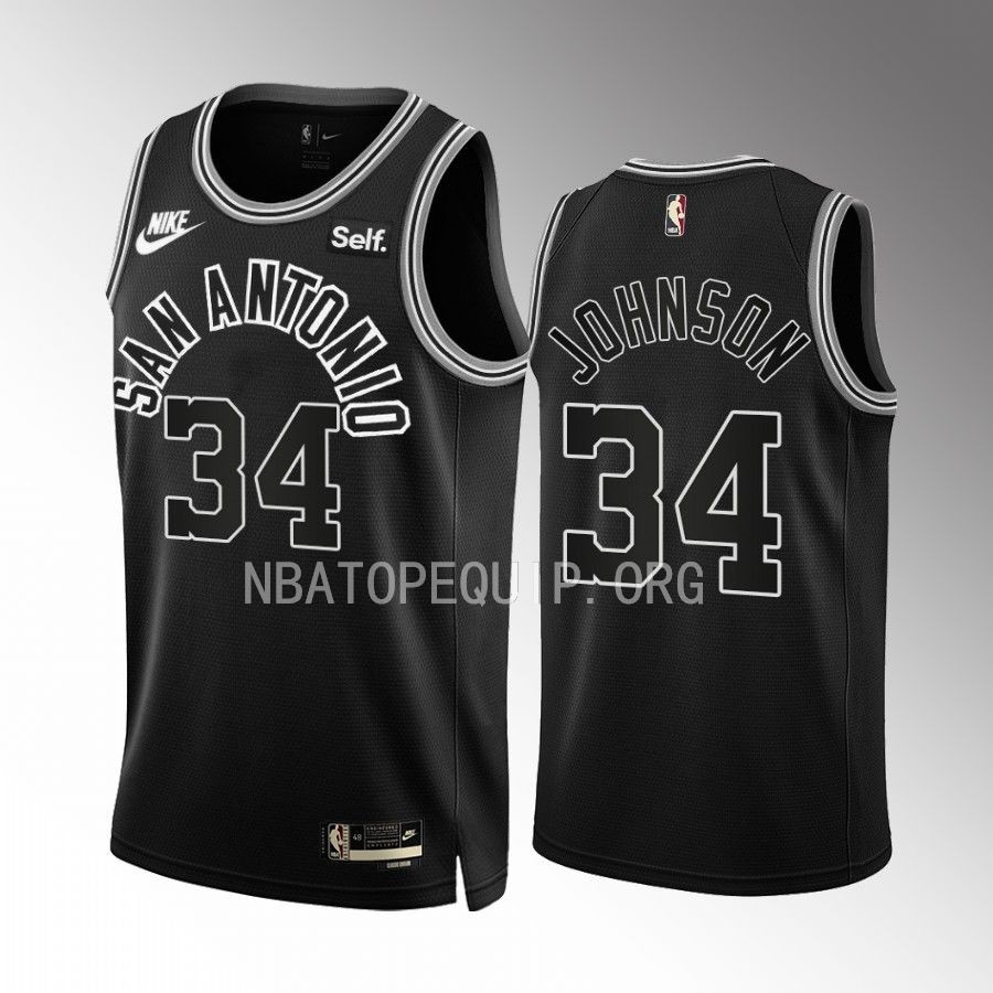 Stanley Johnson 2022-23 San Antonio Spurs Black #34 Classic Edition Jersey Swingman