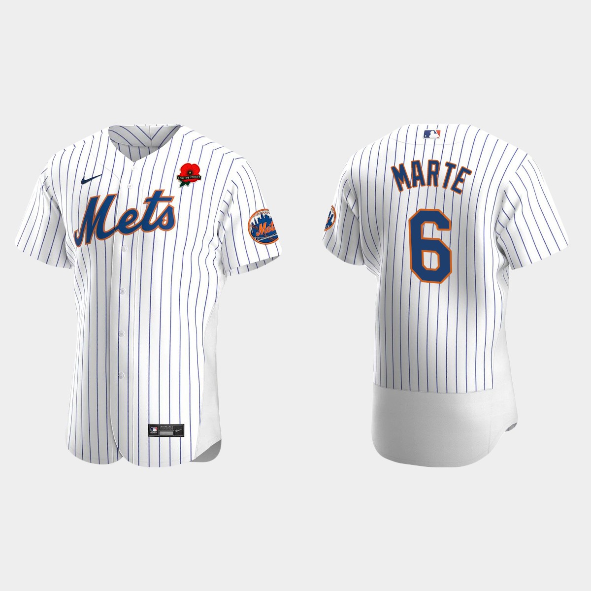Starling Marte New York Mets 2022 Memorial Day Poppy Patch Jersey - White