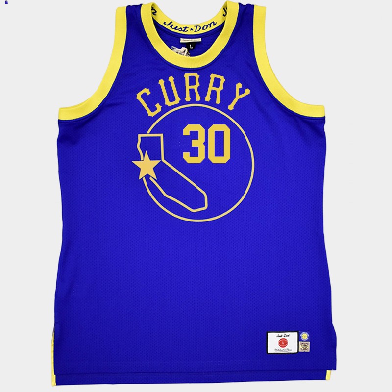 Stephen Curry #30 Just Don X Mitchell Ness Golden State Warriors Royal Jersey
