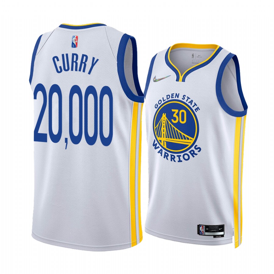 Stephen Curry 20000 Career Points Golden State Warriors #30 White Jersey Special Edition