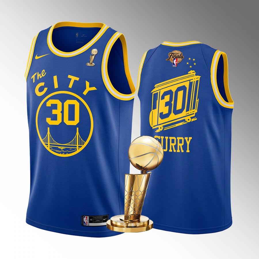 Stephen Curry 2022 NBA Finals Champions Golden State Warriors Royal #30 Jersey Classic