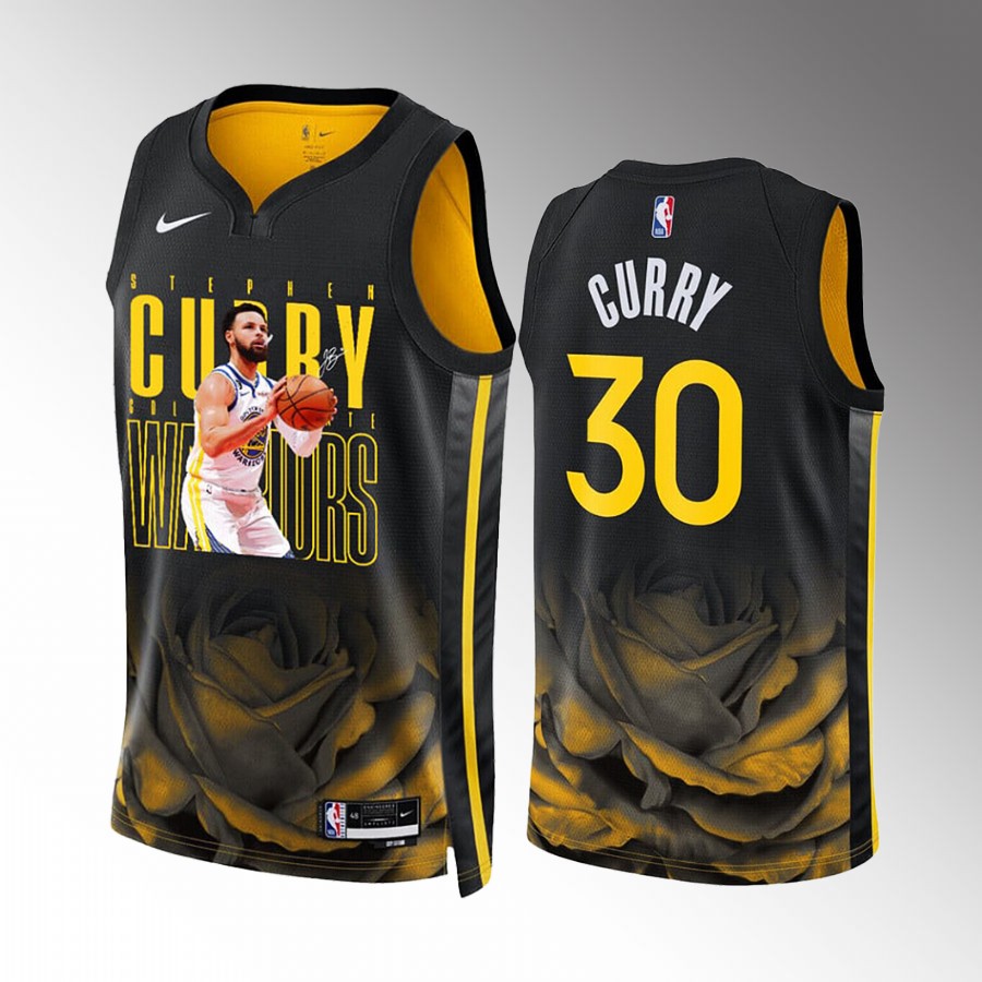 Stephen Curry Golden State Warriors Black #30 Jersey Dubs City MVP Screen Print Graphics