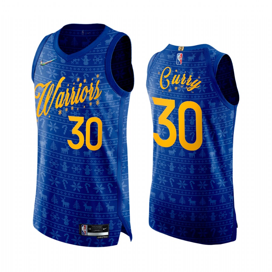 Stephen Curry Golden State Warriors Royal Christmas Eve Jersey 75th Anniversary