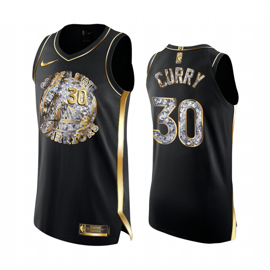 Stephen Curry Warriors #30 2022 NBA Playoffs Jersey Black Diamond Edition