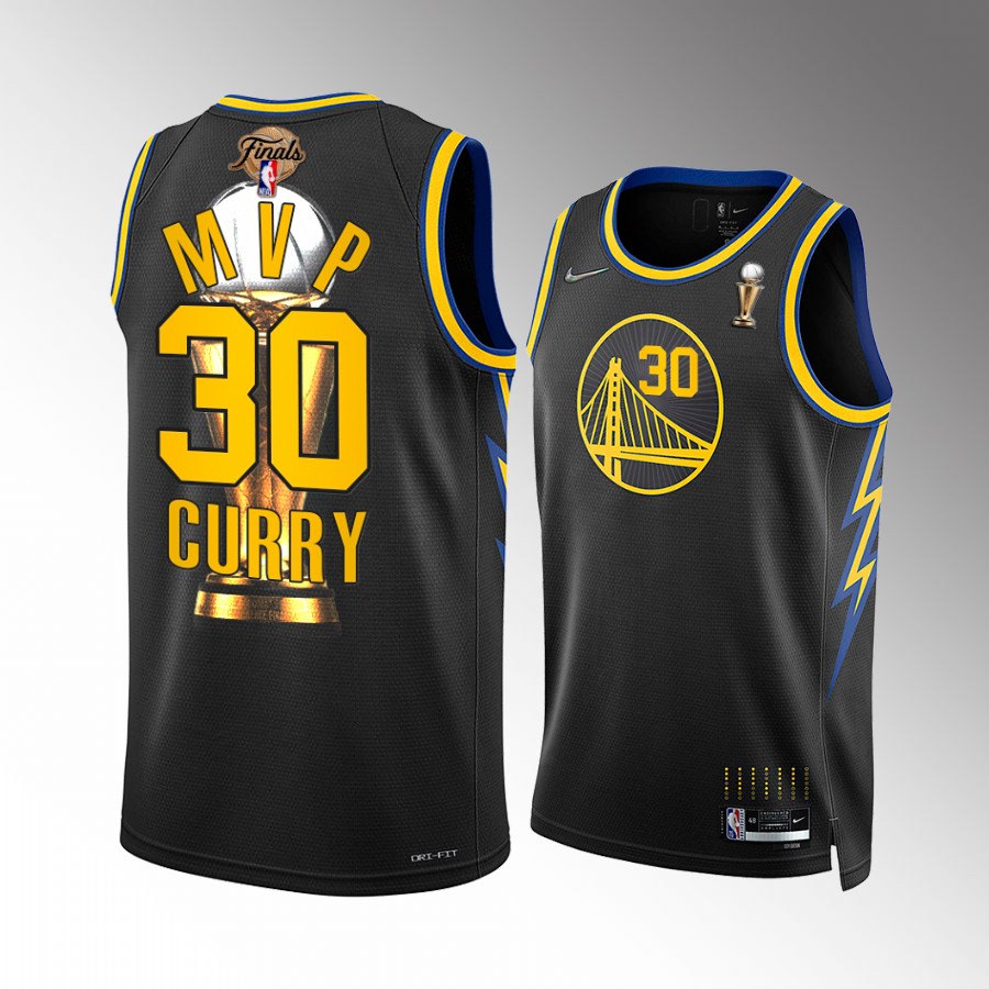Stephen Curry Western Conference Finals MVP 2022 Warriors Black Jersey Trophy