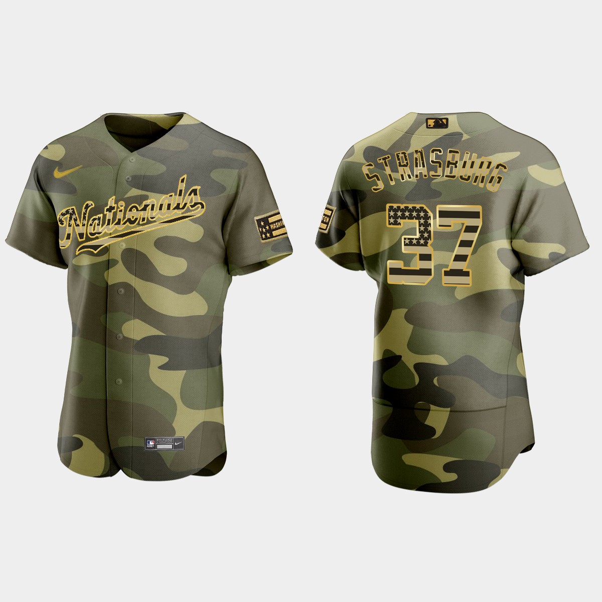 Stephen Strasburg Washington Nationals 2022 Armed Forces Day Jersey - Camo
