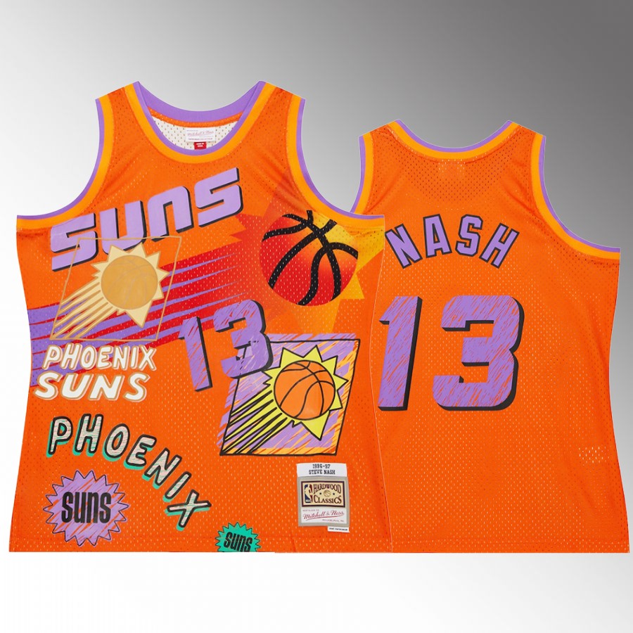 Steve Nash #13 Phoenix Suns Sidewalk Sketch Orange HWC Swingman Jersey