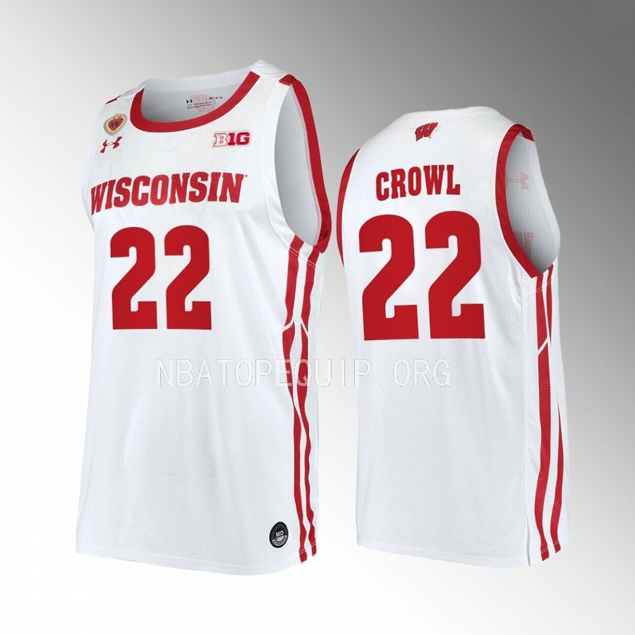 Steven Crowl Wisconsin Badgers White Jersey 2022-23 Home