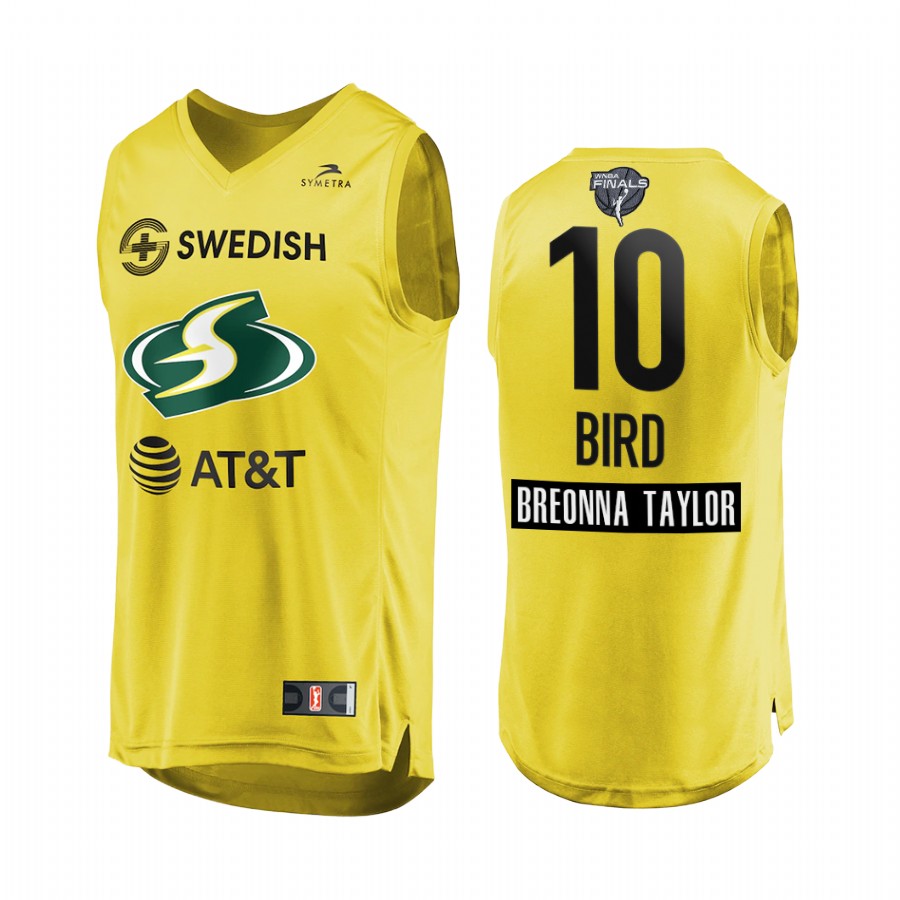 Sue Bird WNBA 2020 WNBA Finals Bound Breonna Taylor Patch Men Yellow Jersey