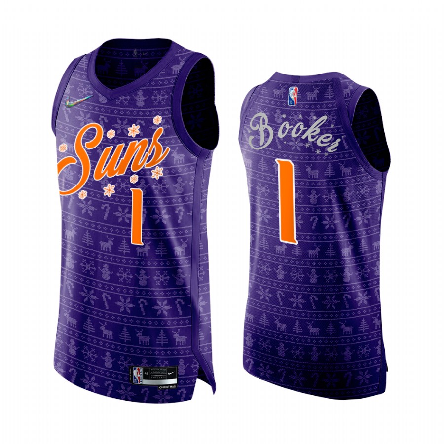 Suns #1 Devin Booker Purple Jersey 75th Anniversary Christmas Eve