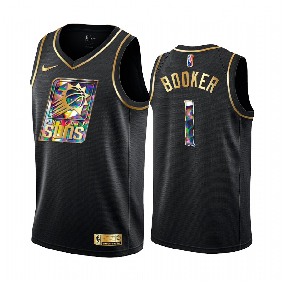 Suns Devin Booker Diamond Logo Black 2021-22 Jersey NBA 75th Season
