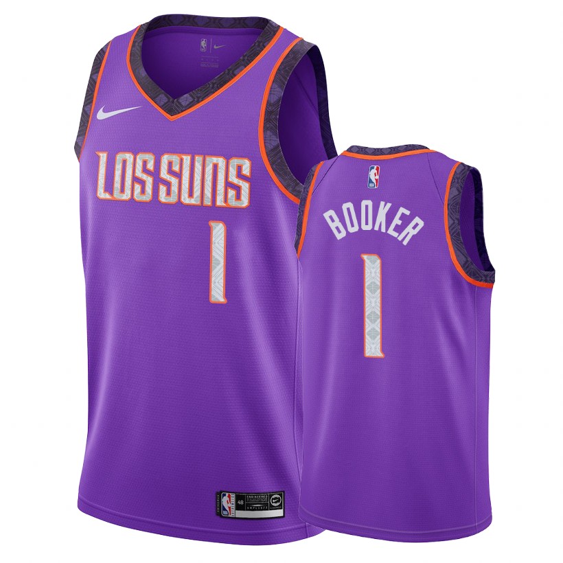 Suns Male Devin Booker #1 2018-19 City Edition Purple Jersey