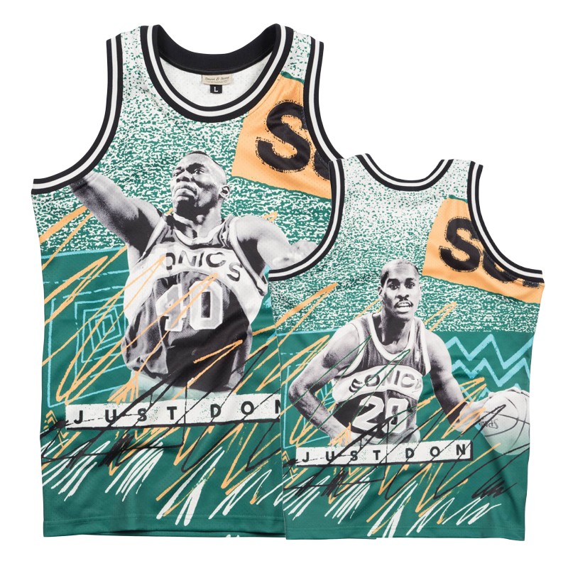 SuperSonics Men's Shawn Kemp #40 All-Star Image Jersey - Green