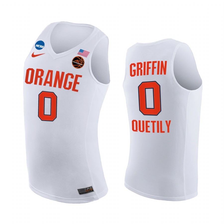Syracuse Orange 2021 March Madness Sweet 16 Alan Griffin #0 Jersey March Madness White