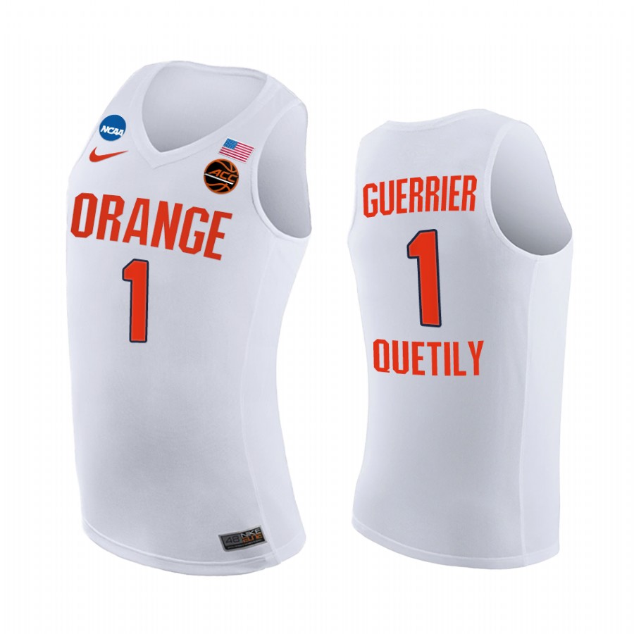 Syracuse Orange 2021 March Madness Sweet 16 Quincy Guerrier #1 Jersey March Madness White