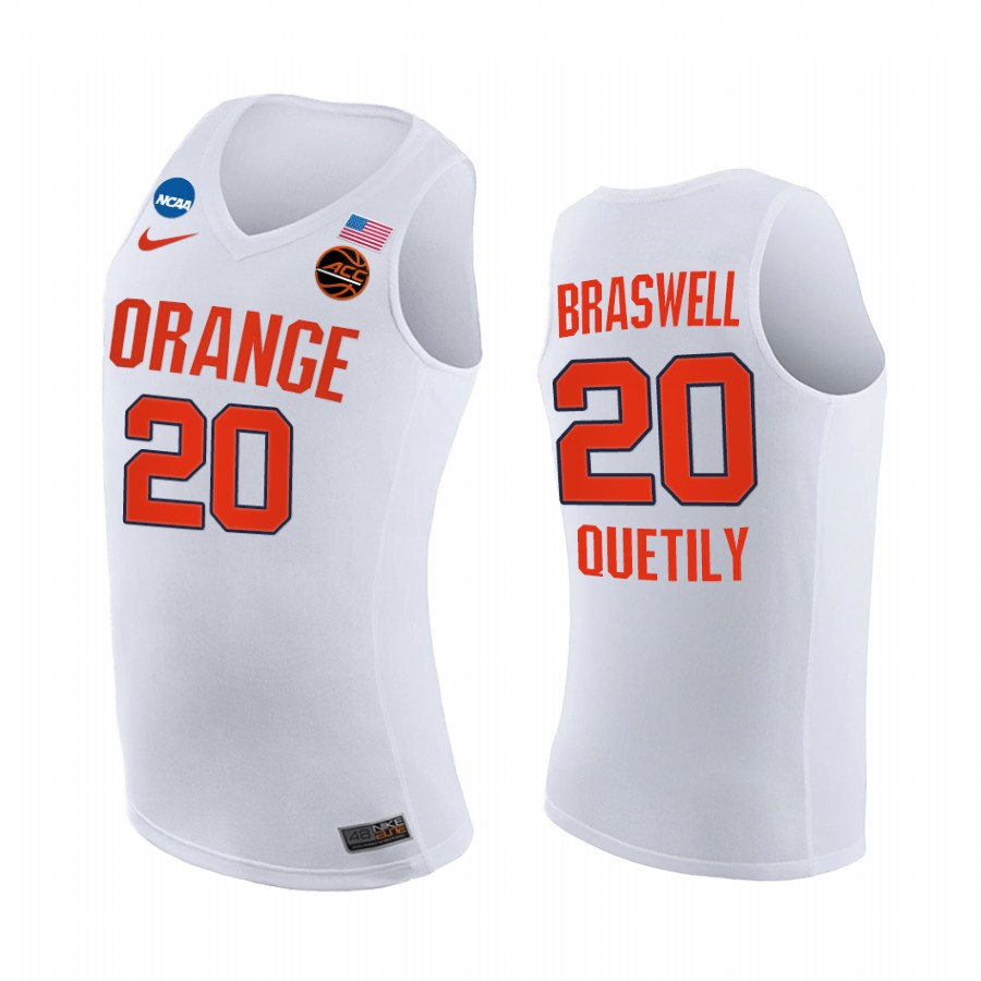Syracuse Orange 2021 March Madness Sweet 16 Robert Braswell #20 Jersey March Madness White