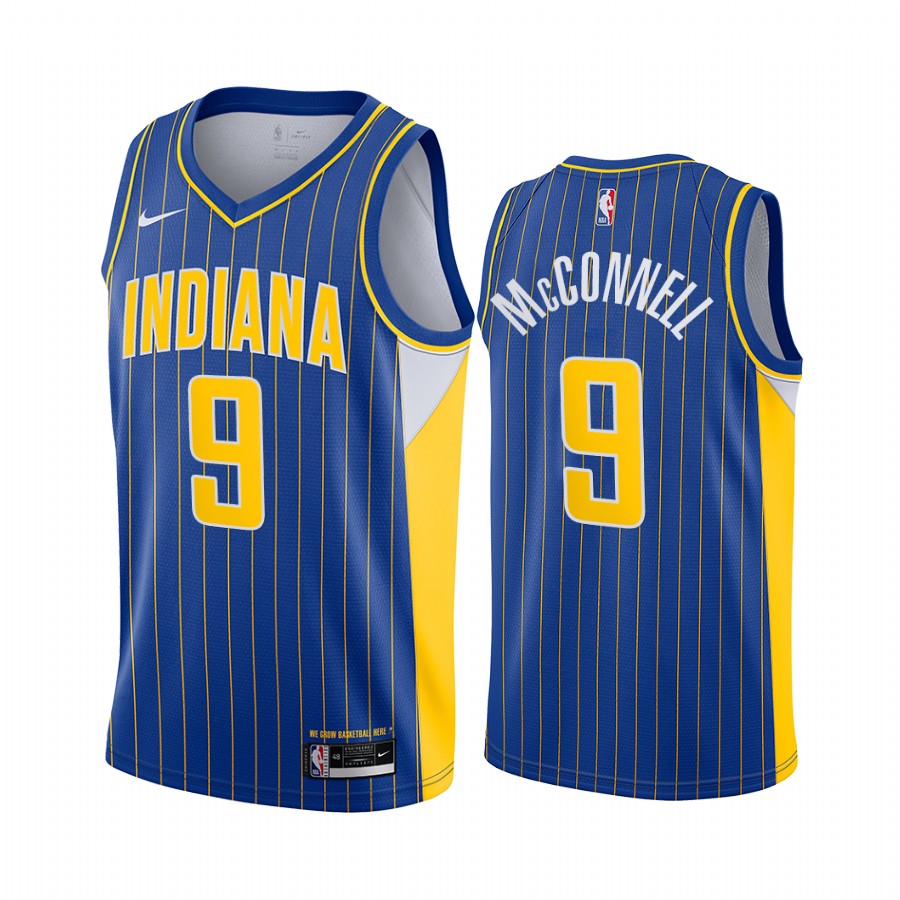 T.J. McConnell Indiana Pacers 2020-21 Blue City Edition Jersey New Uniform