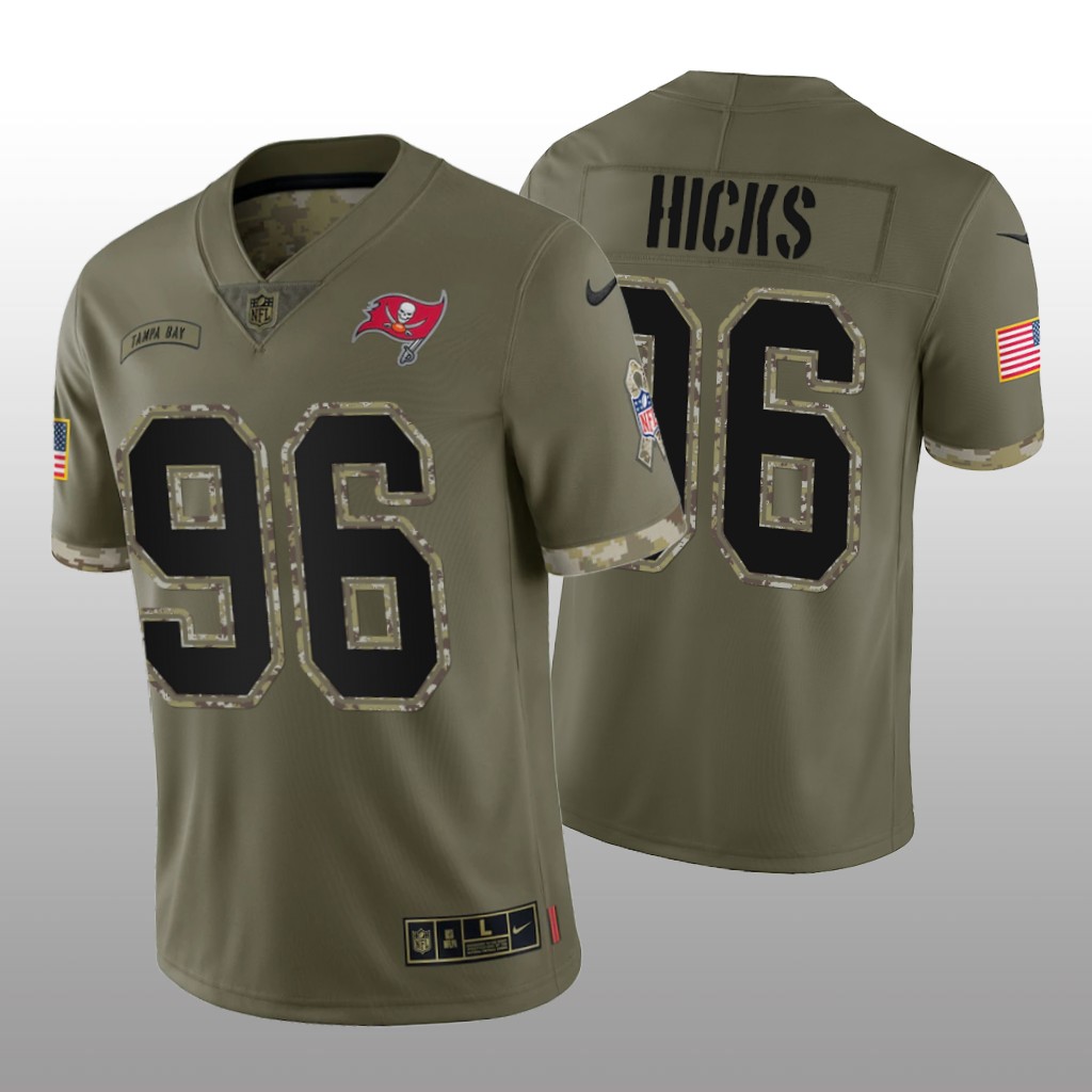 Tampa Bay Buccaneers Akiem Hicks Olive Jersey 2022 Salute To Service - Men's