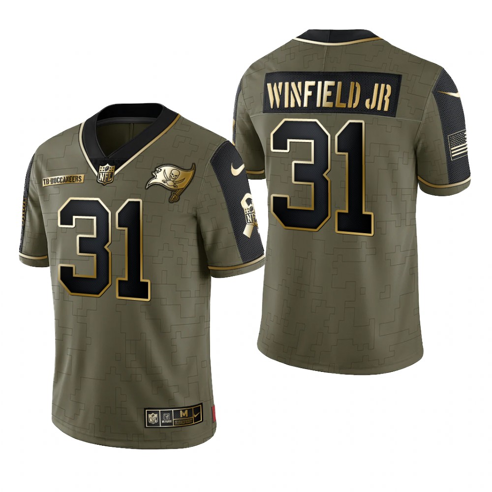 Tampa Bay Buccaneers Antoine Winfield Jr. Olive Gold Limited Jersey 2021 Salute To Service - Men's
