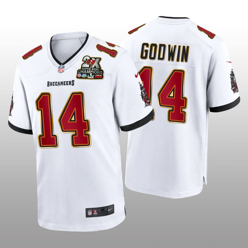 Tampa Bay Buccaneers Chris Godwin White Game 2X Super Bowl Champions Patch - Men's