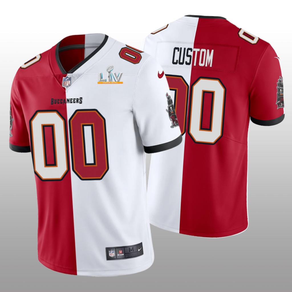 Tampa Bay Buccaneers Custom Red White Split Super Bowl LV - Men's