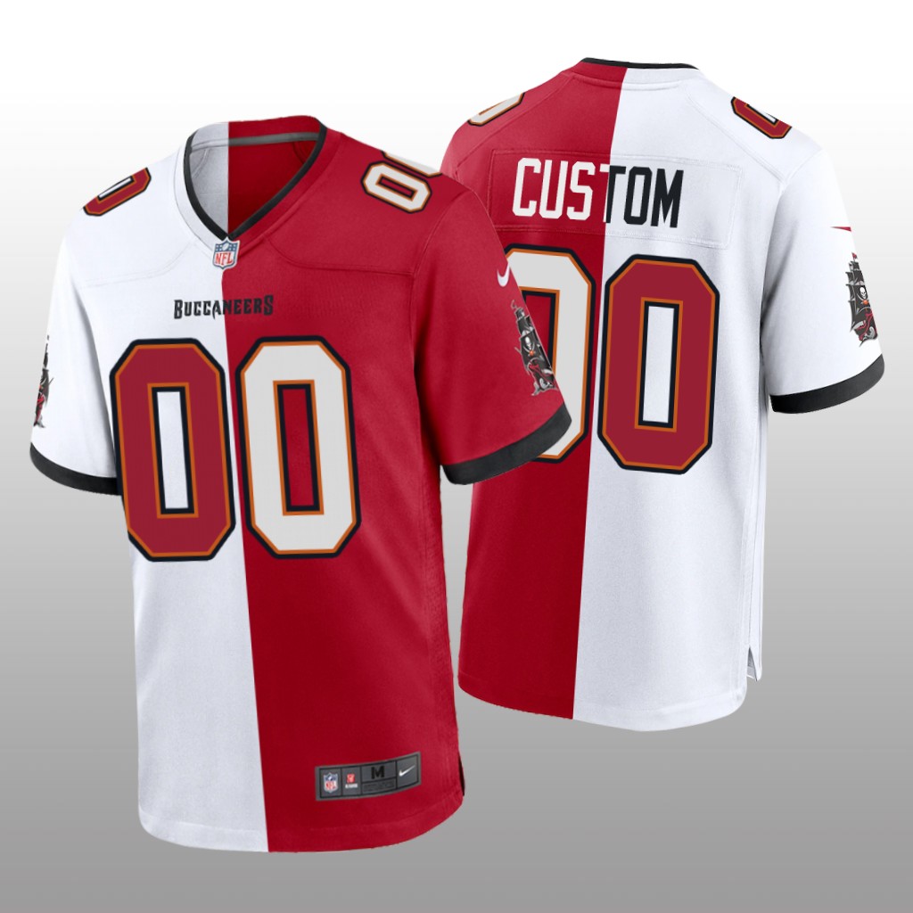 Tampa Bay Buccaneers Custom Red White Two Tone Jersey Split - Men's