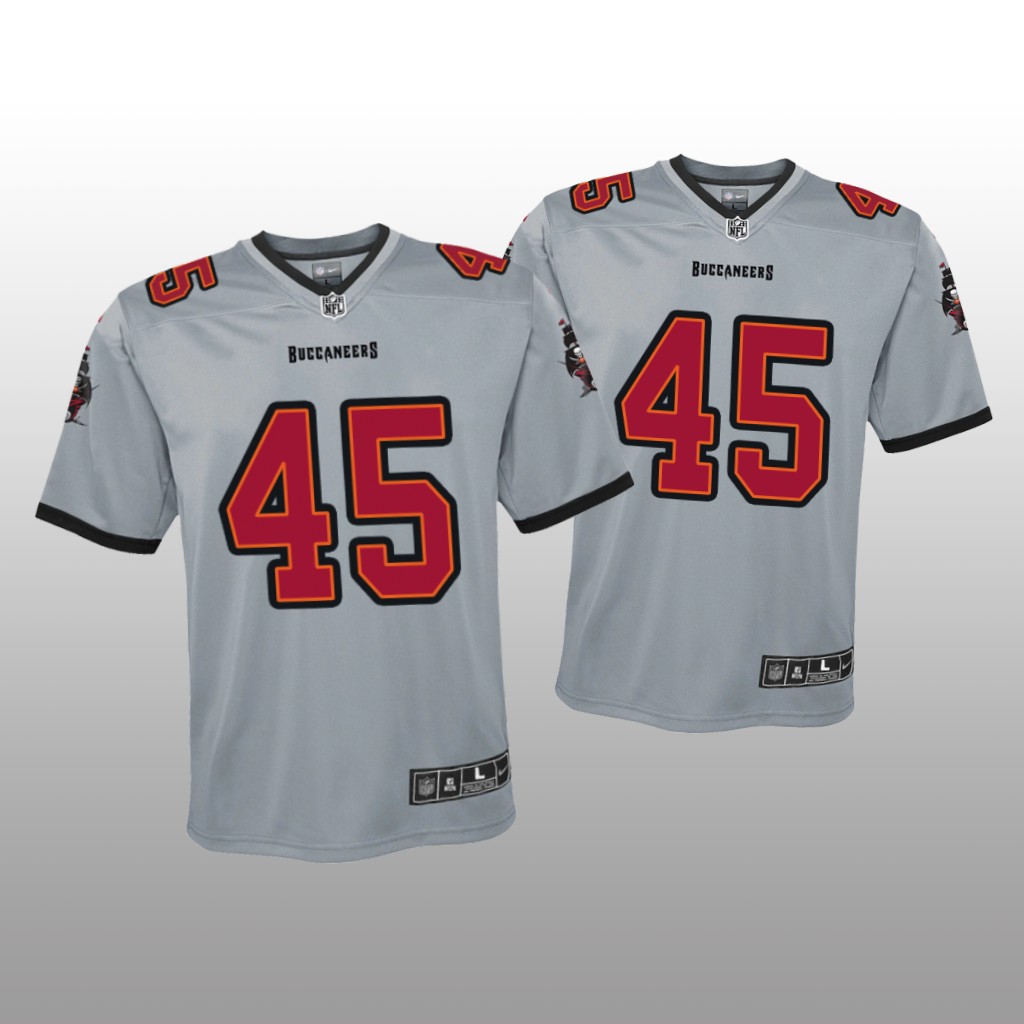 Tampa Bay Buccaneers Devin White Gray Jersey Inverted Game - Youth