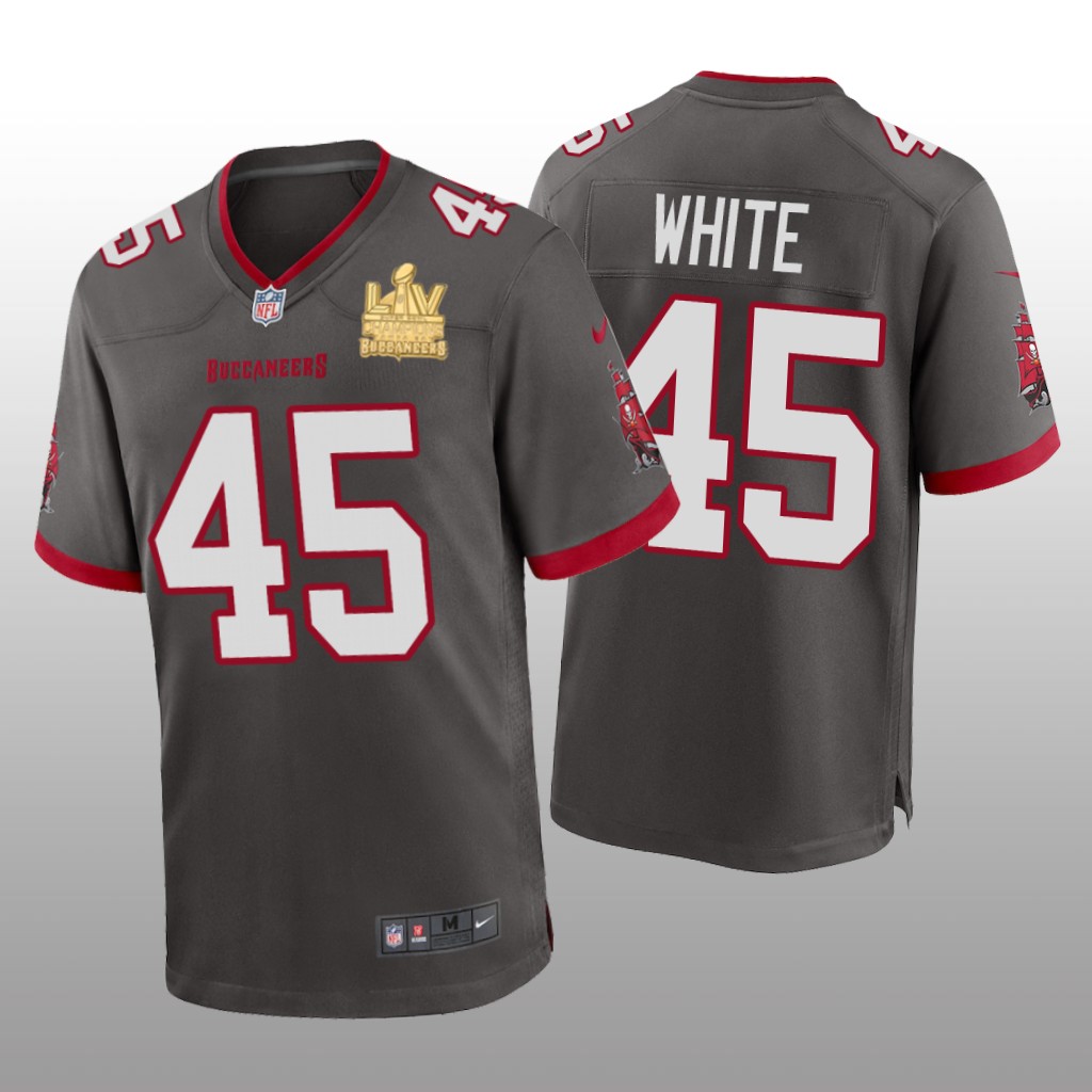 Tampa Bay Buccaneers Devin White Pewter Game Jersey Super Bowl LV Champions - Men's