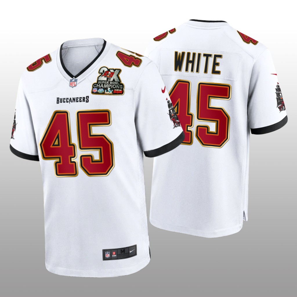 Tampa Bay Buccaneers Devin White White Game 2X Super Bowl Champions Patch - Men's