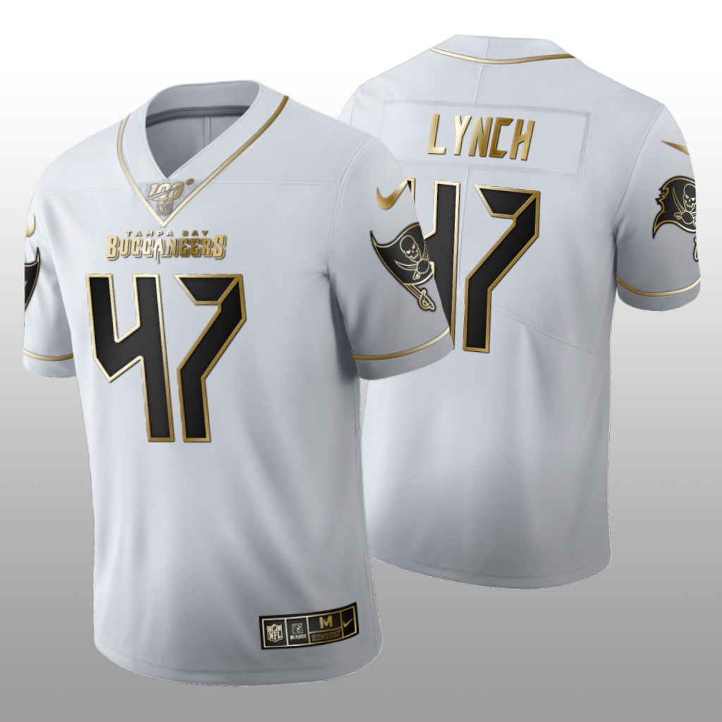 Tampa Bay Buccaneers John Lynch White Golden Edition Jersey 100th Season Men's