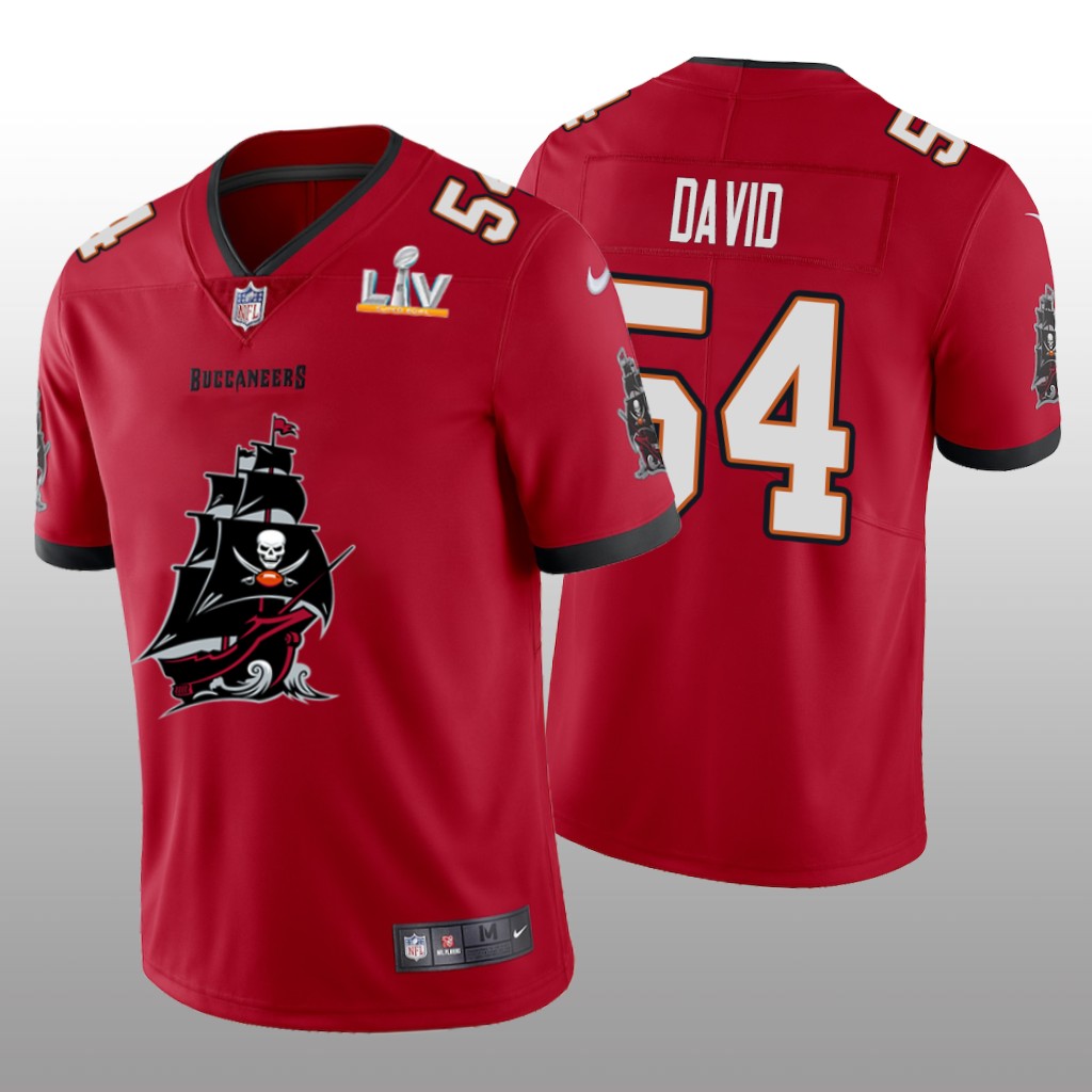 Tampa Bay Buccaneers Lavonte David Red Team Logo Super Bowl LV Champions - Men's