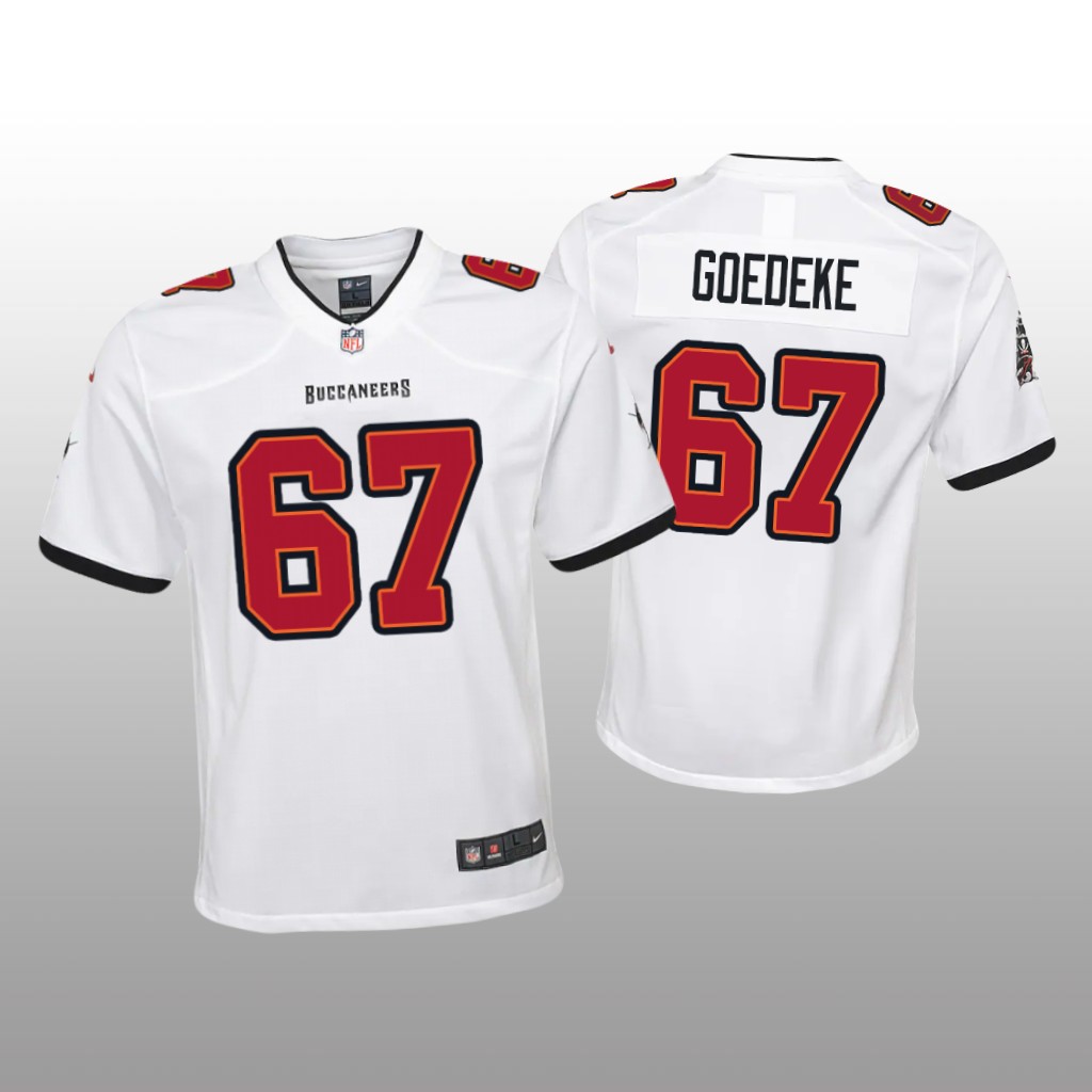 Tampa Bay Buccaneers Luke Goedeke White Jersey Game - Youth