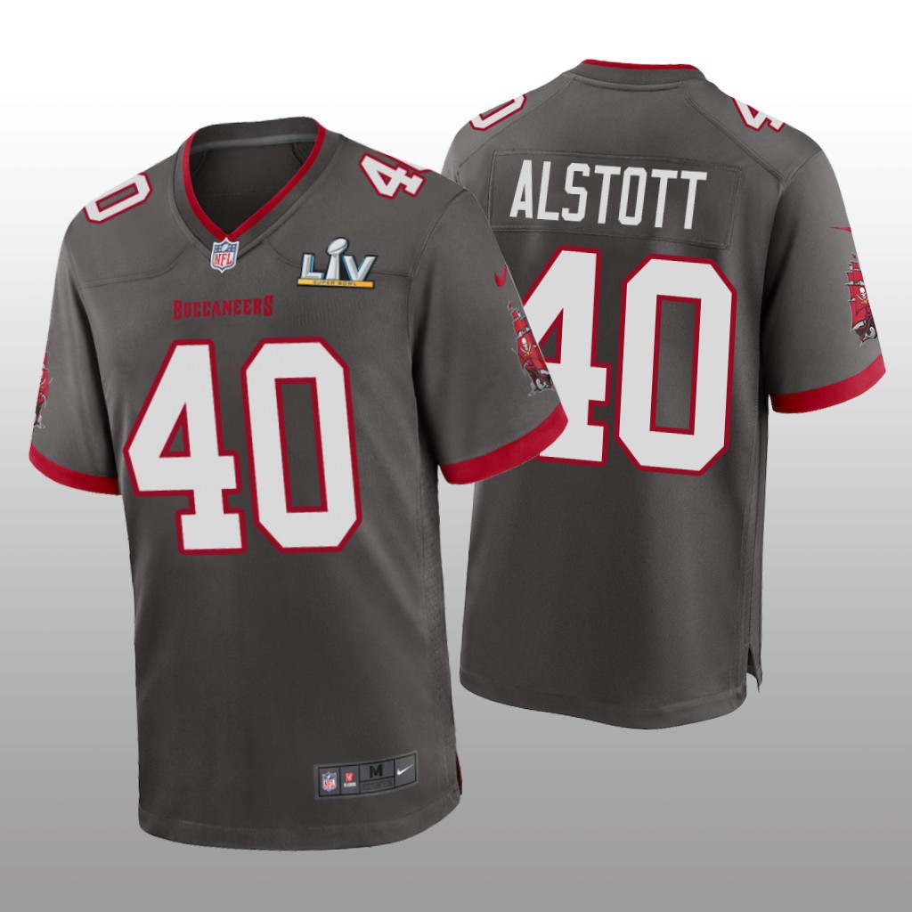Tampa Bay Buccaneers Mike Alstott Pewter Game Jersey Super Bowl LV - Men's
