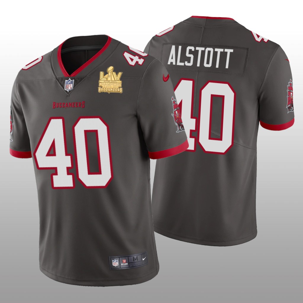 Tampa Bay Buccaneers Mike Alstott Pewter Vapor Limited Jersey Super Bowl LV Champions - Men's