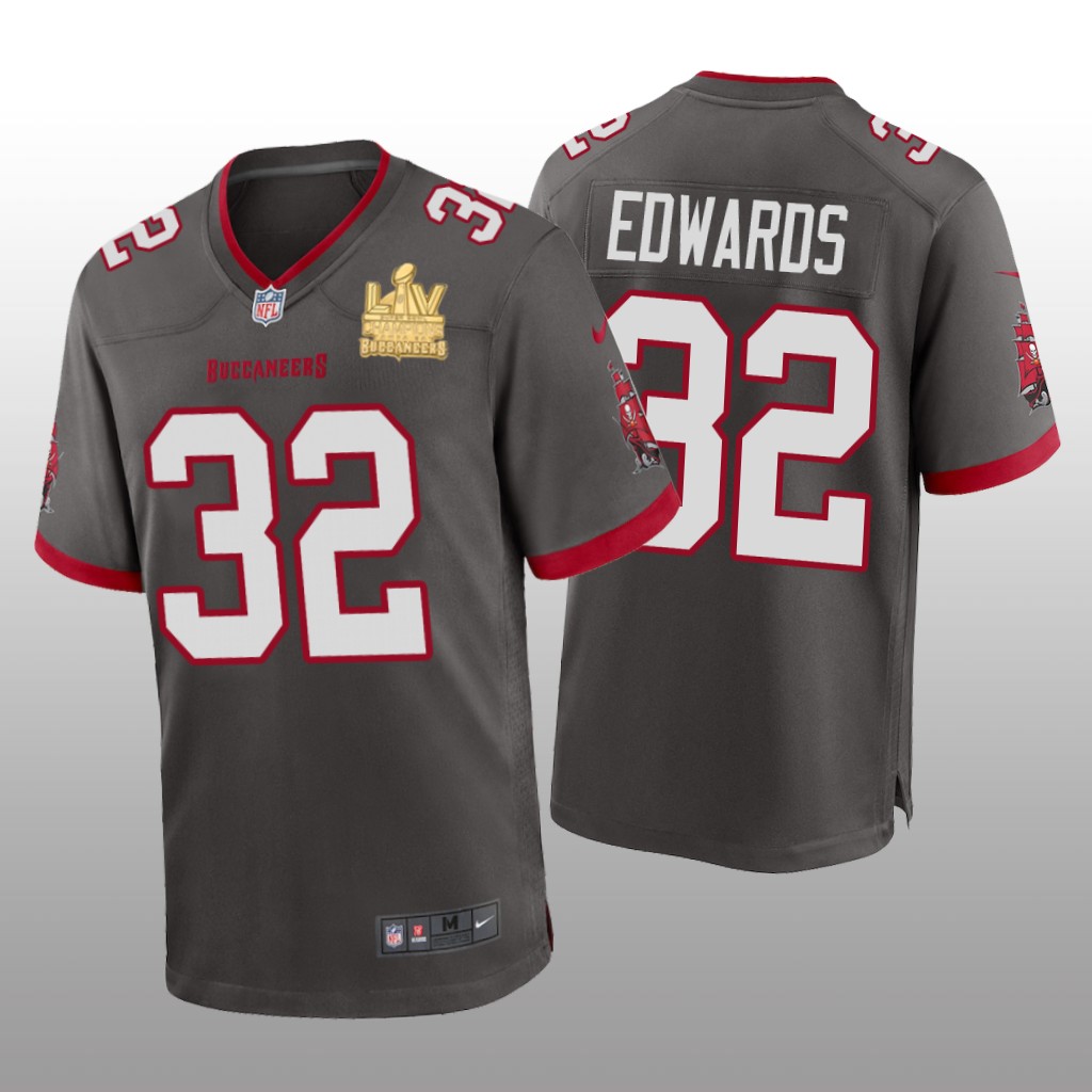 Tampa Bay Buccaneers Mike Edwards Pewter Game Jersey Super Bowl LV Champions - Men's