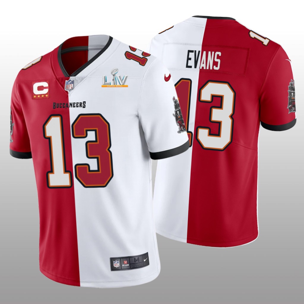 Tampa Bay Buccaneers Mike Evans Red White Split Super Bowl LV - Men's