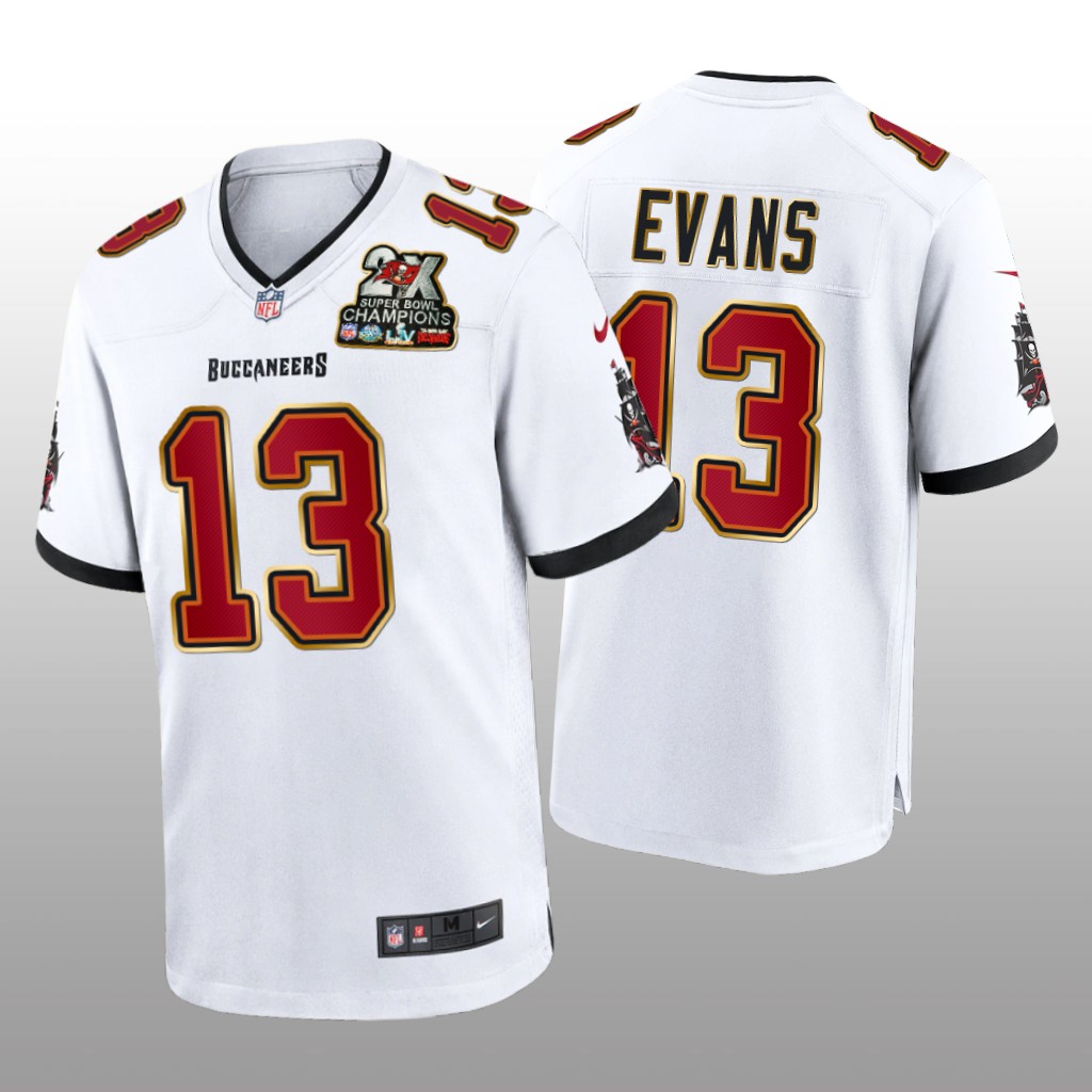 Tampa Bay Buccaneers Mike Evans White Game 2X Super Bowl Champions Patch - Men's