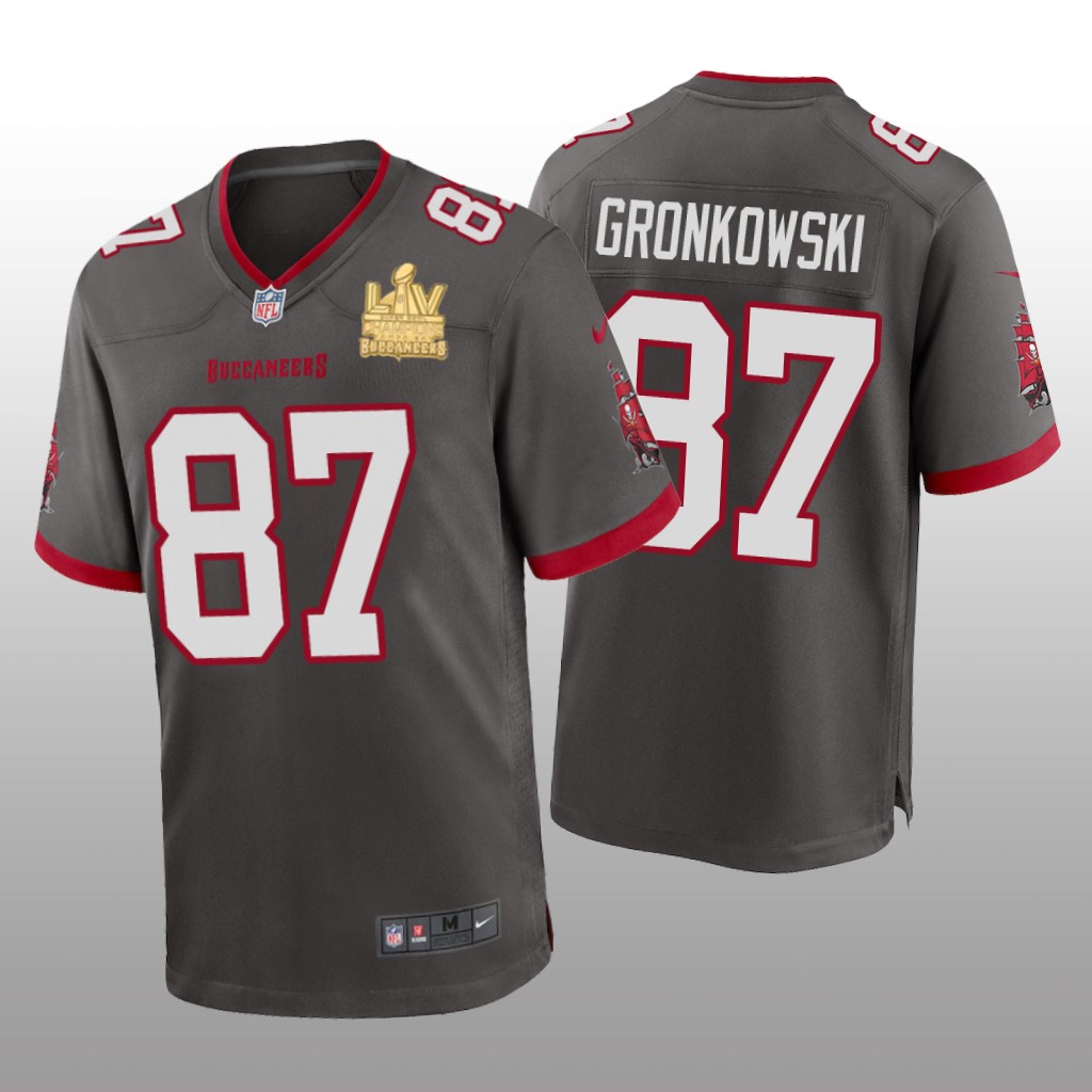 Tampa Bay Buccaneers Rob Gronkowski Pewter Game Jersey Super Bowl LV Champions - Men's