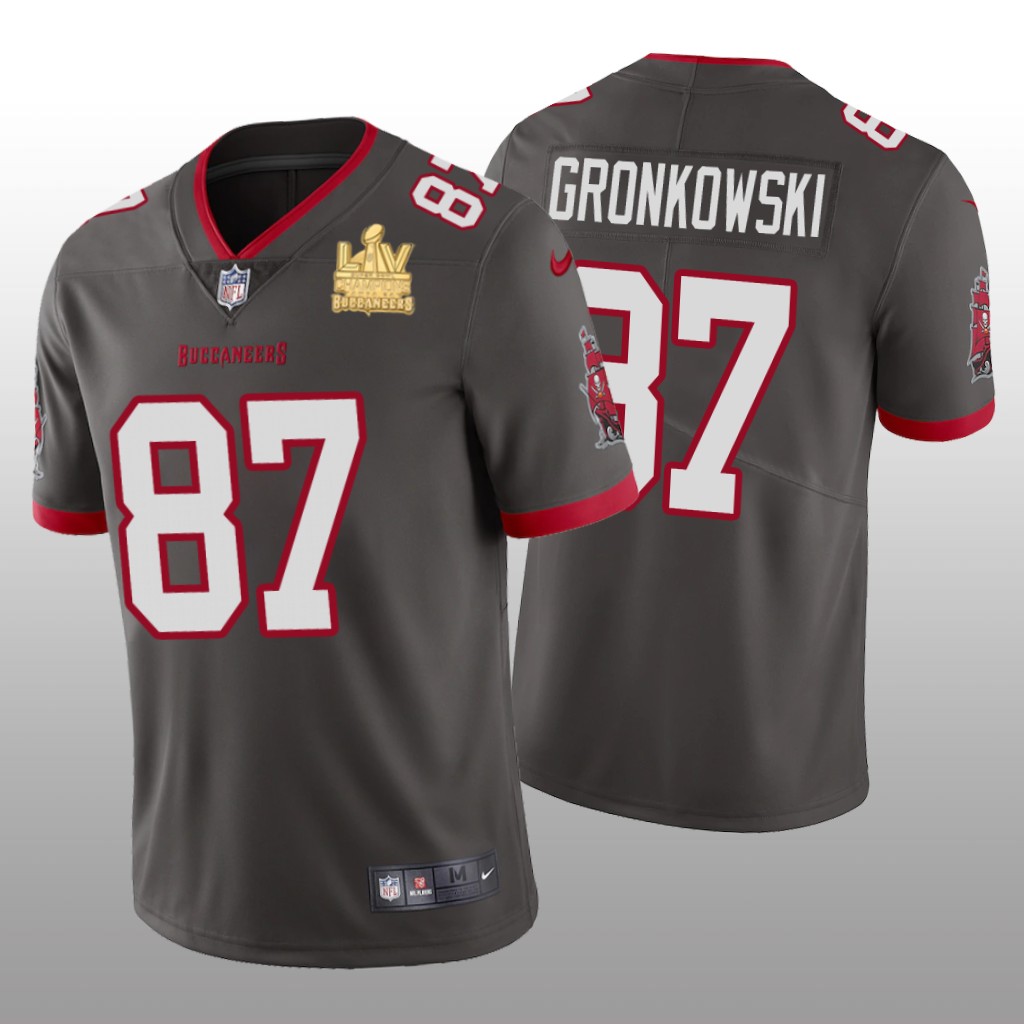 Tampa Bay Buccaneers Rob Gronkowski Pewter Vapor Limited Jersey Super Bowl LV Champions - Men's