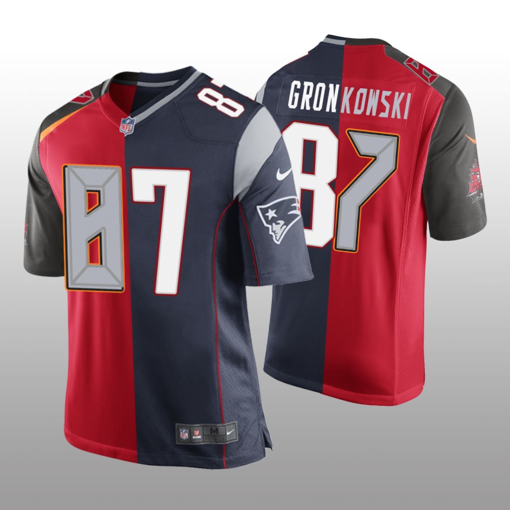 Tampa Bay Buccaneers Rob Gronkowski Red Navy Two Tone Jersey Split - Men's