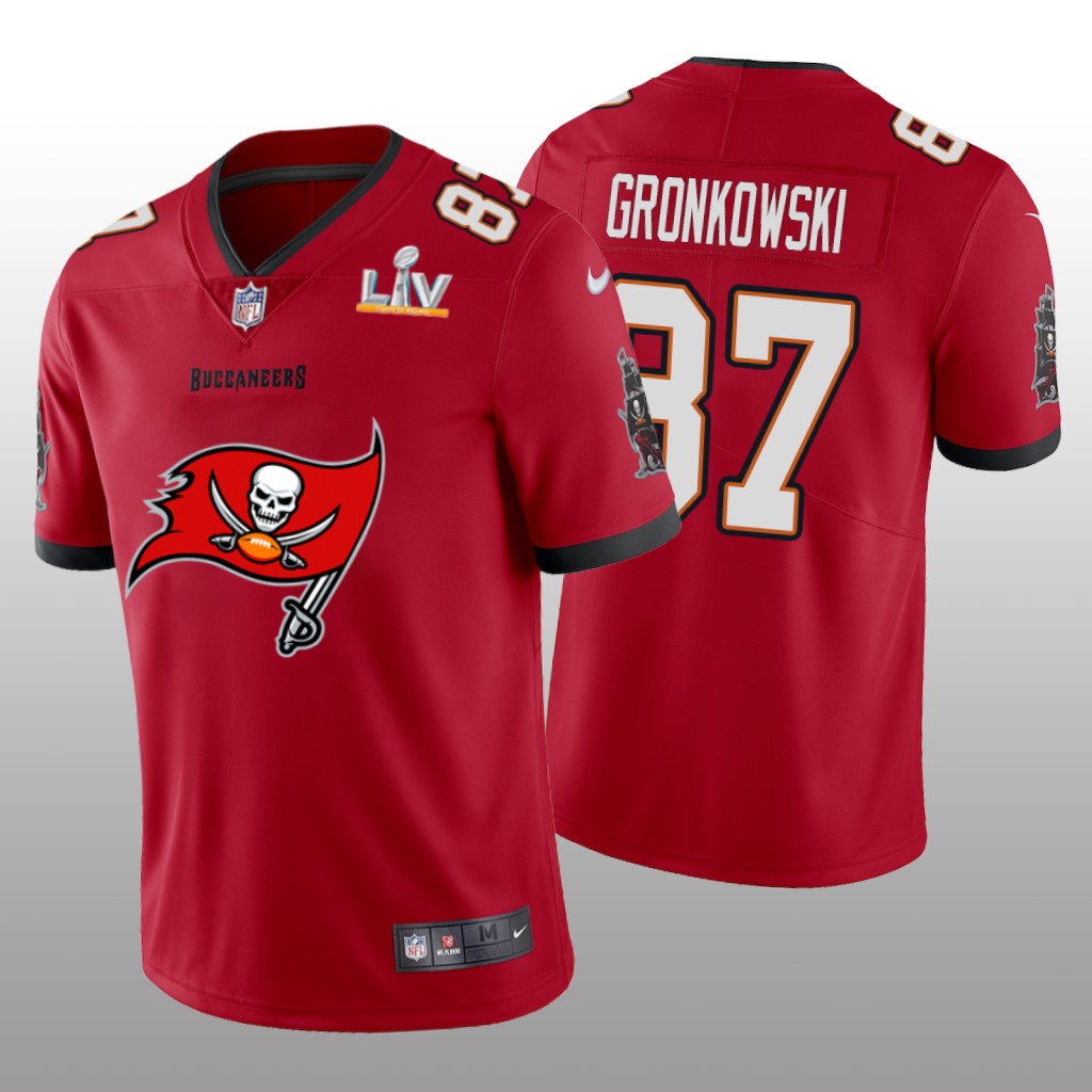 Tampa Bay Buccaneers Rob Gronkowski Red Primary Logo Super Bowl LV Champions - Men's