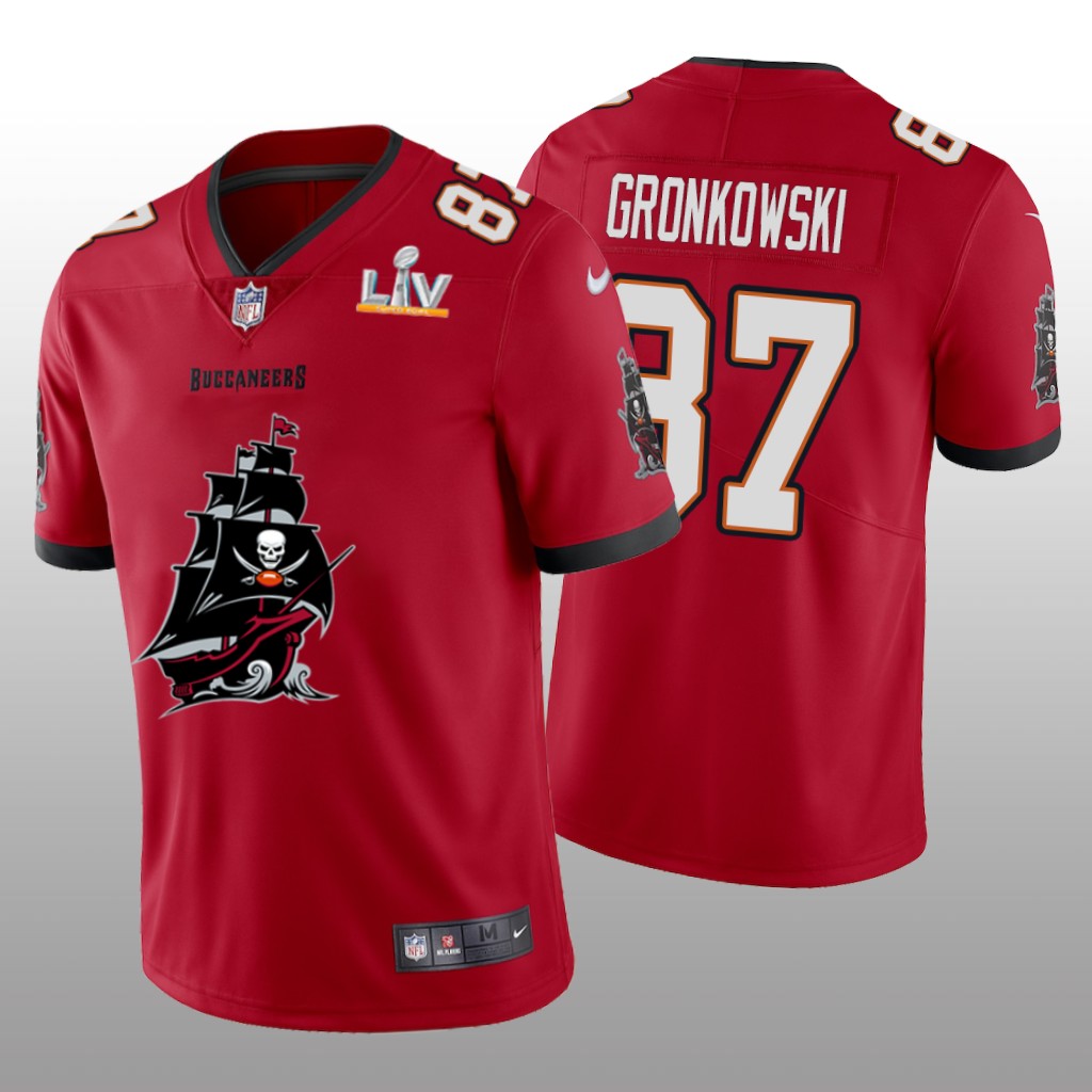 Tampa Bay Buccaneers Rob Gronkowski Red Team Logo Super Bowl LV Champions - Men's