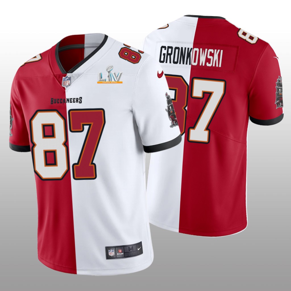 Tampa Bay Buccaneers Rob Gronkowski Red White Split Super Bowl LV - Men's