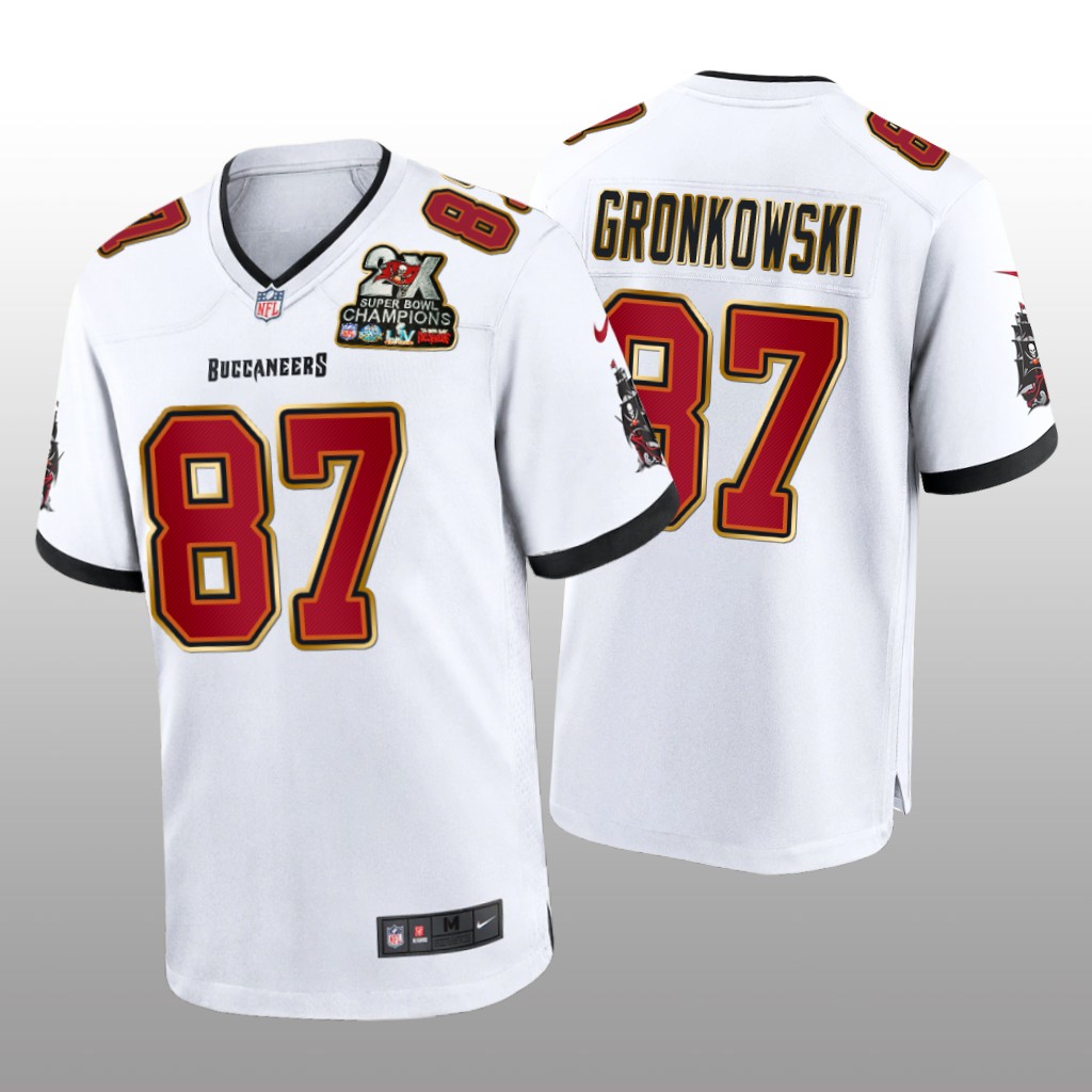 Tampa Bay Buccaneers Rob Gronkowski White Game 2X Super Bowl Champions Patch - Men's