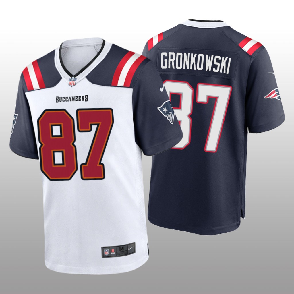 Tampa Bay Buccaneers Rob Gronkowski White Navy Retired Player Split Game - Men's